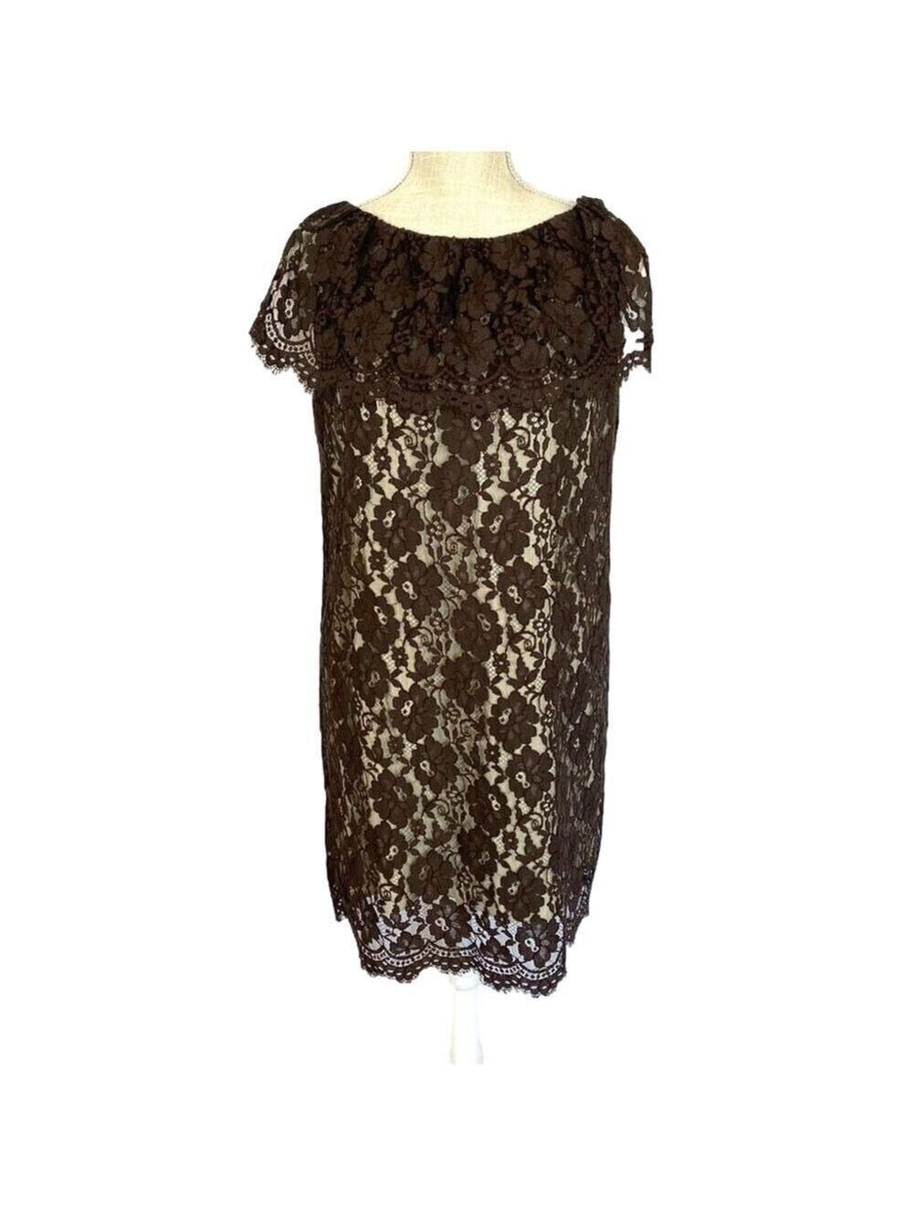 Vintage 60s Adrien n Emilie Lace Mini Dress Mod Lacey Loose Women’s S